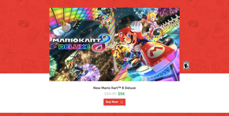 Starter page of Mario Kart website