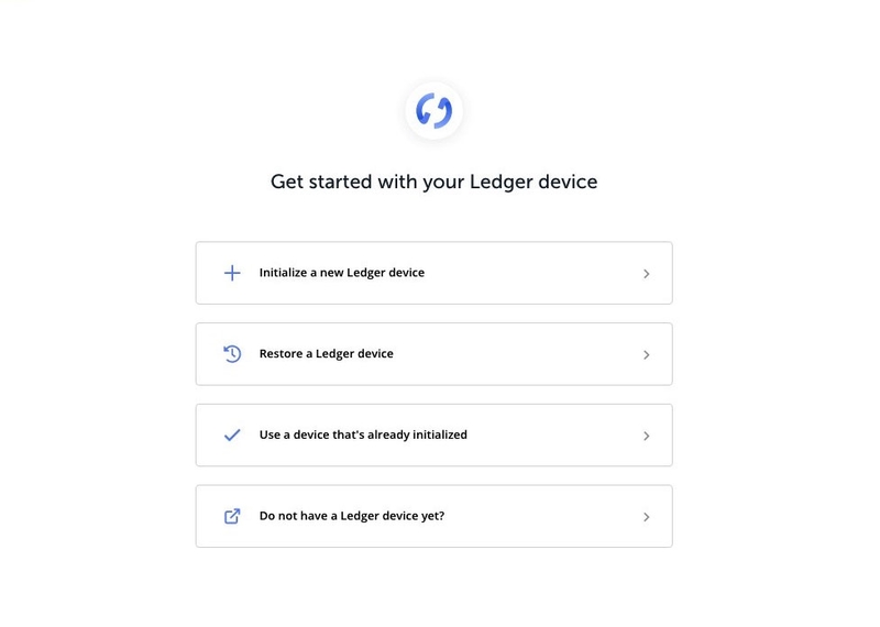 Starting screen of the fake and malicious Ledger Application